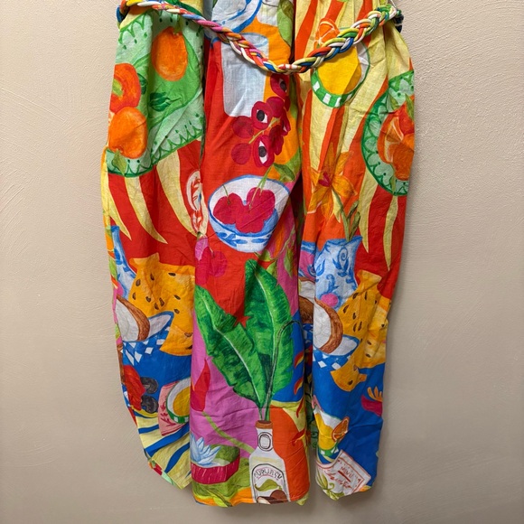 Farm Rio Summer Picnic Sleeveless V-Neck Midi Dress Size Medium NWT New - Picture 12 of 16